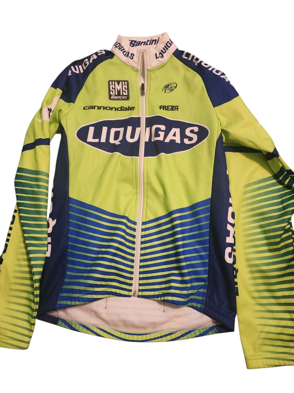 Liquigas Team Long Sleeve Cycling Jersey - Lime & Navy